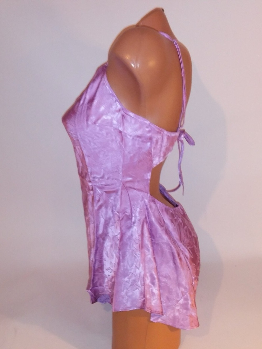 Victoria Secret Lilac Satin Open-Back Babydoll Slip Romper - Picture 3 of 4